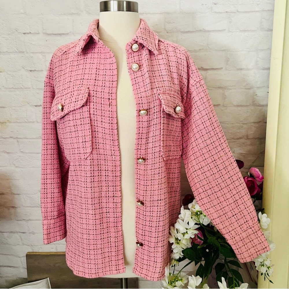 Pink Tweed Shacket - Picture 2 of 13
